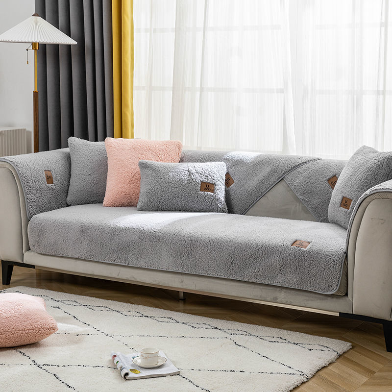 HKM-005779 Winter Lambskin Thickened Fleece Sofa Cushion - Various Sizes Available in Love Home Colors