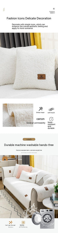 HKM-005779 Winter Lambskin Thickened Fleece Sofa Cushion - Various Sizes Available in Love Home Colors
