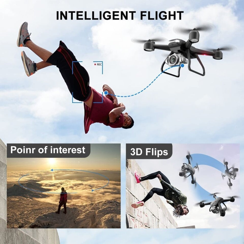 HKM-005907 Foldable Drone with 6K HD Dual Camera, 30 Min Flight Time, Voice and Gesture Control, Easy to Use for Beginners and Adults