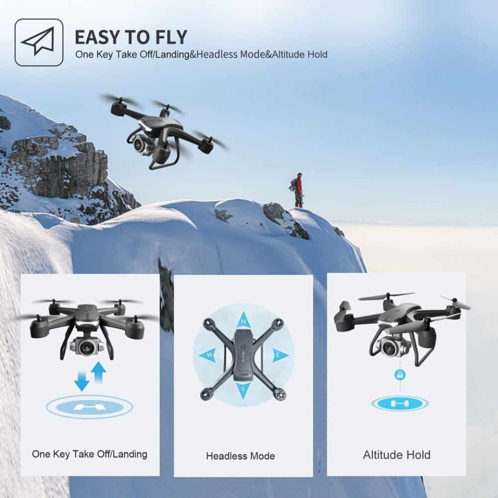 HKM-005907 Foldable Drone with 6K HD Dual Camera, 30 Min Flight Time, Voice and Gesture Control, Easy to Use for Beginners and Adults