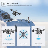 HKM-005907 Foldable Drone with 6K HD Dual Camera, 30 Min Flight Time, Voice and Gesture Control, Easy to Use for Beginners and Adults