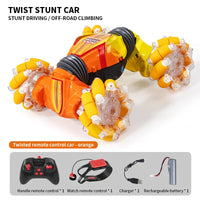 HKM-005971 Gesture Sensing Mini Glow Wheel RC Stunt Car for Kids - 2.4GHz Remote-Controlled Drift Truck