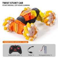 HKM-005971 Gesture Sensing Mini Glow Wheel RC Stunt Car for Kids - 2.4GHz Remote-Controlled Drift Truck