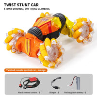 HKM-005971 Gesture Sensing Mini Glow Wheel RC Stunt Car for Kids - 2.4GHz Remote-Controlled Drift Truck
