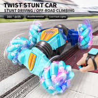 HKM-005971 Gesture Sensing Mini Glow Wheel RC Stunt Car for Kids - 2.4GHz Remote-Controlled Drift Truck