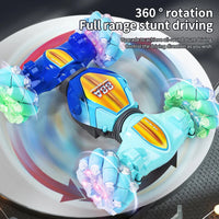 HKM-005971 Gesture Sensing Mini Glow Wheel RC Stunt Car for Kids - 2.4GHz Remote-Controlled Drift Truck