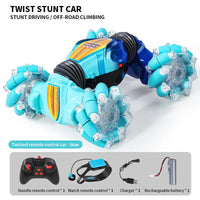 HKM-005971 Gesture Sensing Mini Glow Wheel RC Stunt Car for Kids - 2.4GHz Remote-Controlled Drift Truck