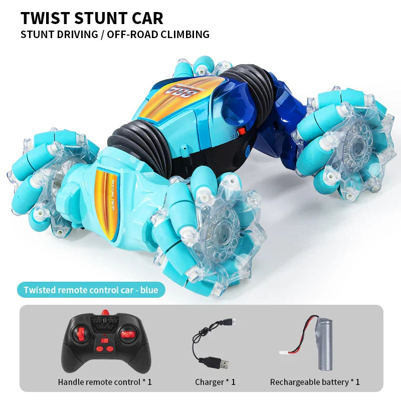 HKM-005971 Gesture Sensing Mini Glow Wheel RC Stunt Car for Kids - 2.4GHz Remote-Controlled Drift Truck