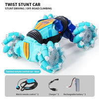 HKM-005971 Gesture Sensing Mini Glow Wheel RC Stunt Car for Kids - 2.4GHz Remote-Controlled Drift Truck