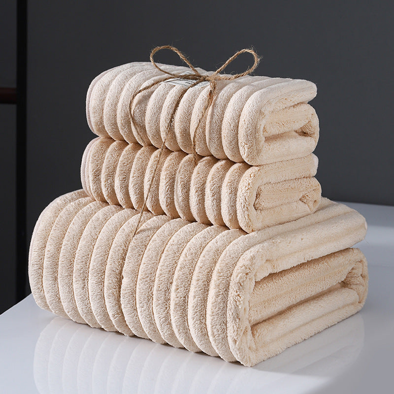 HKM-005971 Super Soft Coral Fleece Bath Towels – Creamy White, Dark Red, Gray, Navy Blue, Brown Options Available