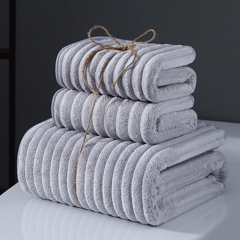 HKM-005971 Super Soft Coral Fleece Bath Towels – Creamy White, Dark Red, Gray, Navy Blue, Brown Options Available
