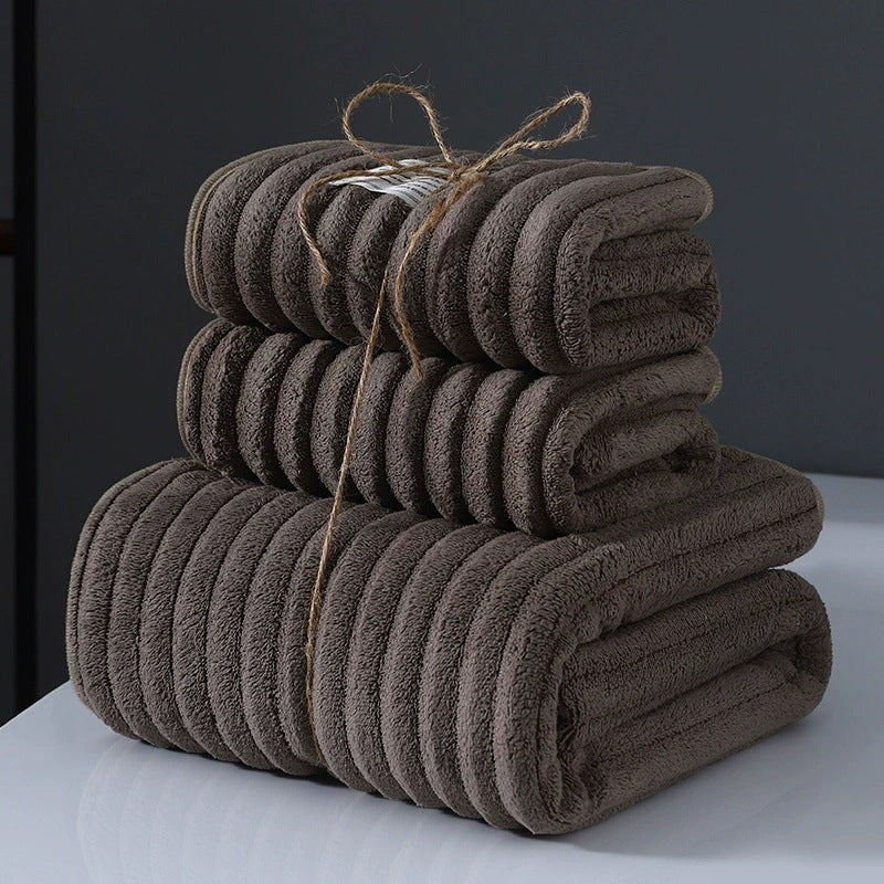 HKM-005971 Super Soft Coral Fleece Bath Towels – Creamy White, Dark Red, Gray, Navy Blue, Brown Options Available