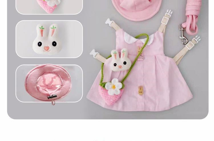 HKM-006163 Cute Cotton Rabbit Harness Set with Leash for Walks and Parties