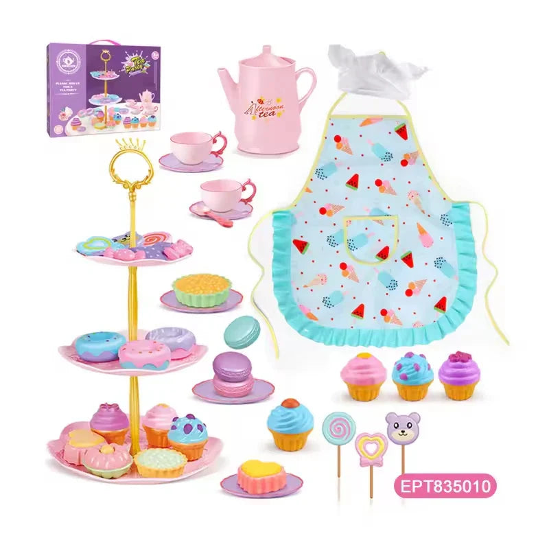 KTX-006227 37-Piece Pretend Play Dessert Toy Food Set for Kids Ages 2-7 - Kitchen Play Fun