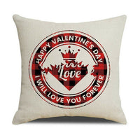 HKM-006227 Valentine's Day Red Linen Cushion Cover 45x45cm for Bedroom Decor