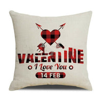 HKM-006227 Valentine's Day Red Linen Cushion Cover 45x45cm for Bedroom Decor