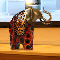 HKM-006227 Wrought Iron Elephant Ornament with Floral Design for Home Décor