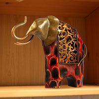 HKM-006227 Wrought Iron Elephant Ornament with Floral Design for Home Décor