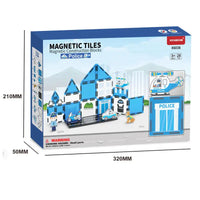 HKM-006355 Magnetic Police Theme Building Blocks Set for Kids - 3D Plastic Tiles with Magnets