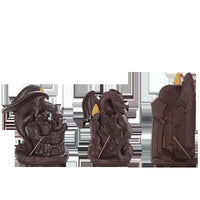 HKM-006483 Ceramic Incense Burner with Flying Dragon and Mountain Water Design, 11cm Long and 15cm High