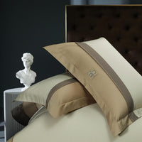 HKM-006547 Double-Strand Long-Staple Cotton Color Block Embroidery Bedding Set - Available in 4-Piece and 7-Piece Options