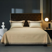 HKM-006547 Double-Strand Long-Staple Cotton Color Block Embroidery Bedding Set - Available in 4-Piece and 7-Piece Options