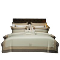 HKM-006547 Double-Strand Long-Staple Cotton Color Block Embroidery Bedding Set - Available in 4-Piece and 7-Piece Options