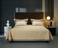 HKM-006547 Double-Strand Long-Staple Cotton Color Block Embroidery Bedding Set - Available in 4-Piece and 7-Piece Options