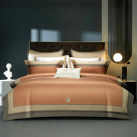 HKM-006547 Double-Strand Long-Staple Cotton Color Block Embroidery Bedding Set - Available in 4-Piece and 7-Piece Options