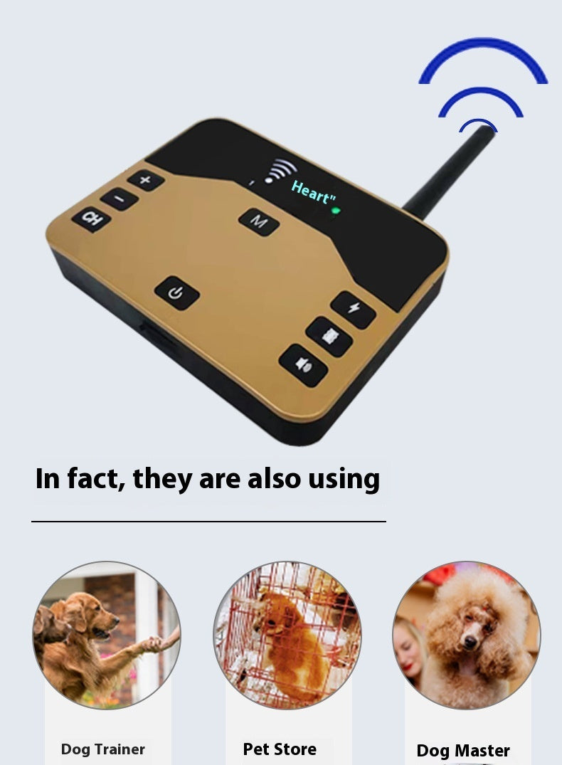 HKM-006675 Wireless Electronic Dog Fence and Bark Control Collar, White & Gold, One-to-Three System