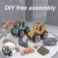 HKM-006803 4-in-1 Kids DIY Assembly Engineering Truck Set for Ages 2-4, Detachable Construction Vehicle Toys