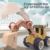 HKM-006803 4-in-1 Kids DIY Assembly Engineering Truck Set for Ages 2-4, Detachable Construction Vehicle Toys