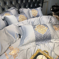 HKM-006867 Long-Staple Cotton Embroidered Quilt Cover Set in Green - 1.5/1.8/2.0m Bed Size Options
