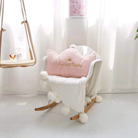 HKM-006995 Crown Lumbar Pillow Cushion - Modern Plush Design with Cartoon Patterns, Multiple Sizes Available