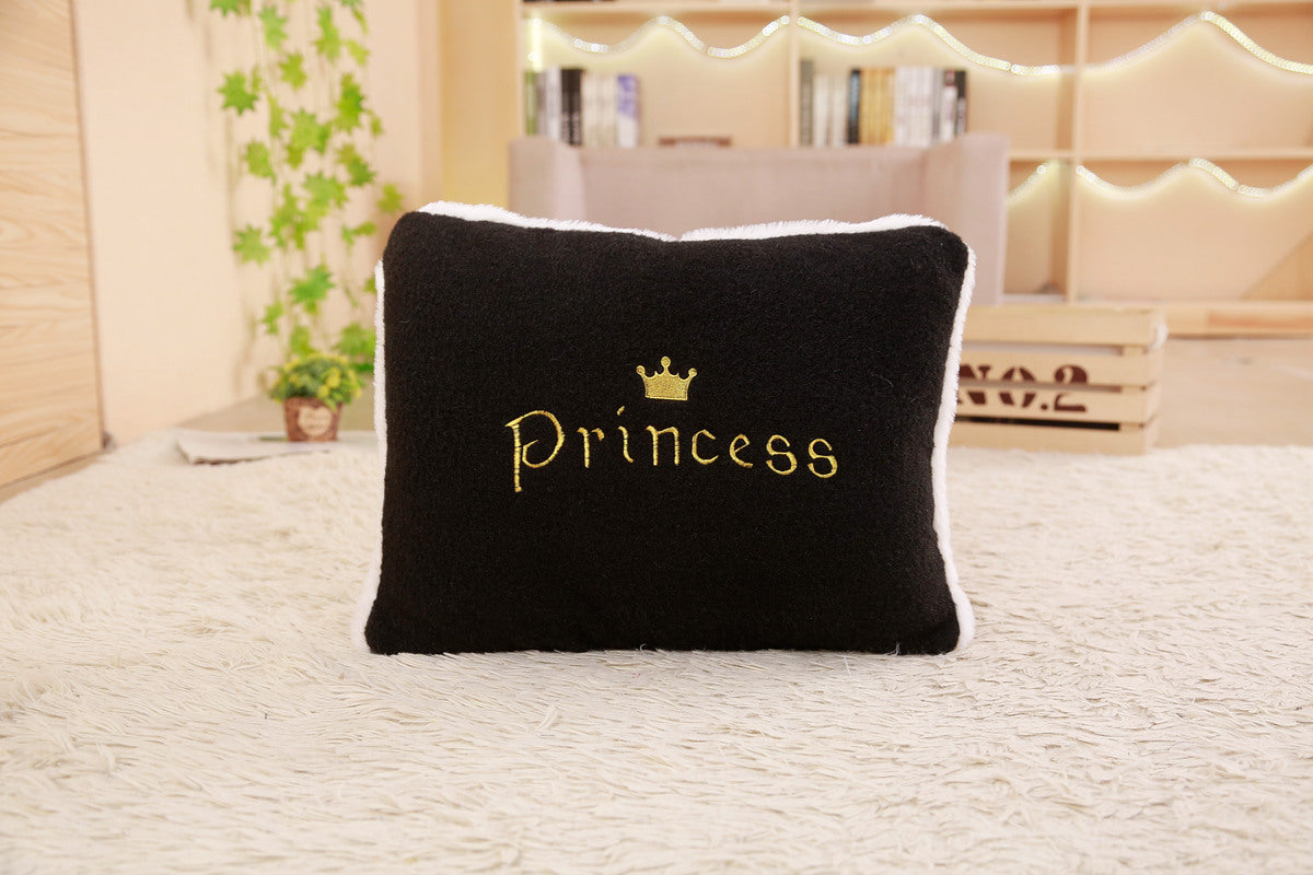 HKM-006995 Crown Lumbar Pillow Cushion - Modern Plush Design with Cartoon Patterns, Multiple Sizes Available