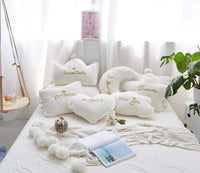 HKM-006995 Crown Lumbar Pillow Cushion - Modern Plush Design with Cartoon Patterns, Multiple Sizes Available