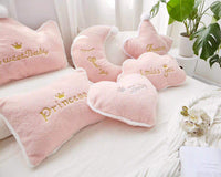 HKM-006995 Crown Lumbar Pillow Cushion - Modern Plush Design with Cartoon Patterns, Multiple Sizes Available
