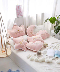 HKM-006995 Crown Lumbar Pillow Cushion - Modern Plush Design with Cartoon Patterns, Multiple Sizes Available