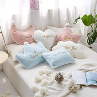 HKM-006995 Crown Lumbar Pillow Cushion - Modern Plush Design with Cartoon Patterns, Multiple Sizes Available