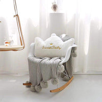 HKM-006995 Crown Lumbar Pillow Cushion - Modern Plush Design with Cartoon Patterns, Multiple Sizes Available