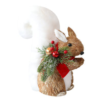 HKM-006995 Straw Ornaments Set: Fox, Squirrel, and Deer for Festive Decor