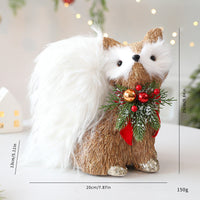 HKM-006995 Straw Ornaments Set: Fox, Squirrel, and Deer for Festive Decor