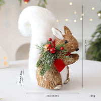 HKM-006995 Straw Ornaments Set: Fox, Squirrel, and Deer for Festive Decor