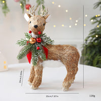 HKM-006995 Straw Ornaments Set: Fox, Squirrel, and Deer for Festive Decor