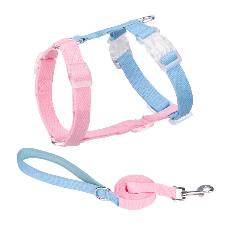 HKM-007059 Color-Coded Anti-Breakaway Pet Leash and Chest Strap for Cats and Dogs