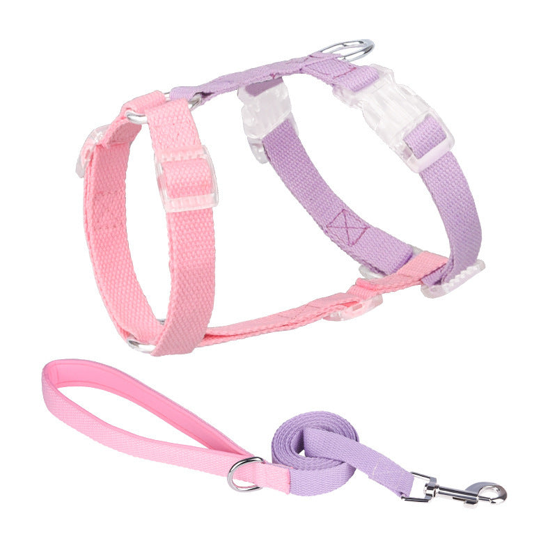 HKM-007059 Color-Coded Anti-Breakaway Pet Leash and Chest Strap for Cats and Dogs