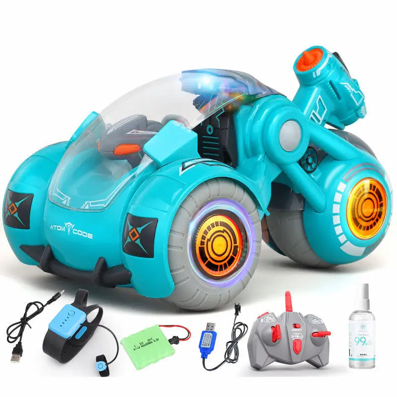 HKM-007123 Remote Control 3-Wheel Spray Stunt Car - Deformation Truck for Indoor & Outdoor Fun