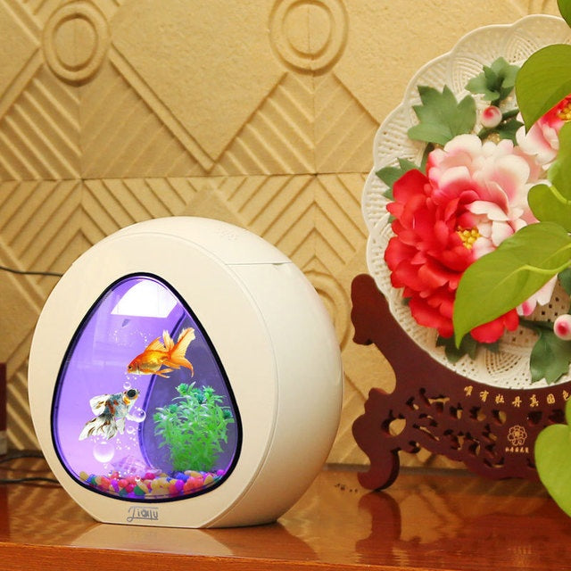 HKM-007379 Acrylic Desktop Fish Tank Aquarium - Compact Size for Home or Office Décor