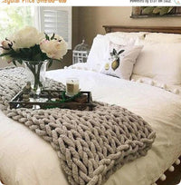 HKM-007699 Coarse Wool Chenille Blanket - Soft, Warm, and Versatile in Multiple Colors