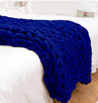 HKM-007699 Coarse Wool Chenille Blanket - Soft, Warm, and Versatile in Multiple Colors